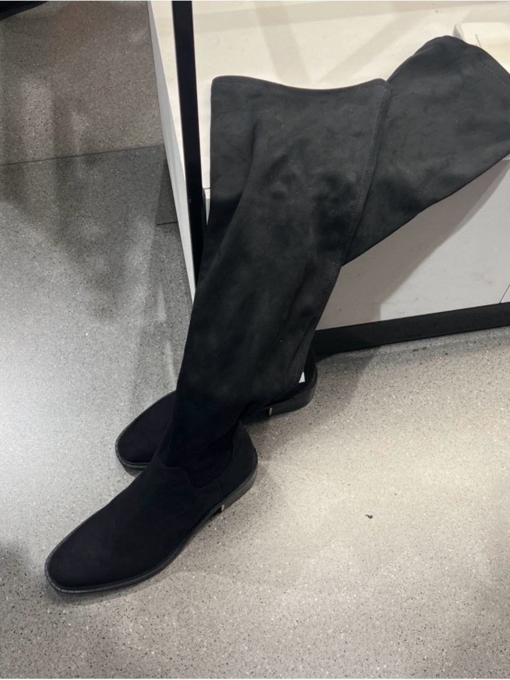 Zara Black Over-the-Knee Suede Boots with Slim Profile